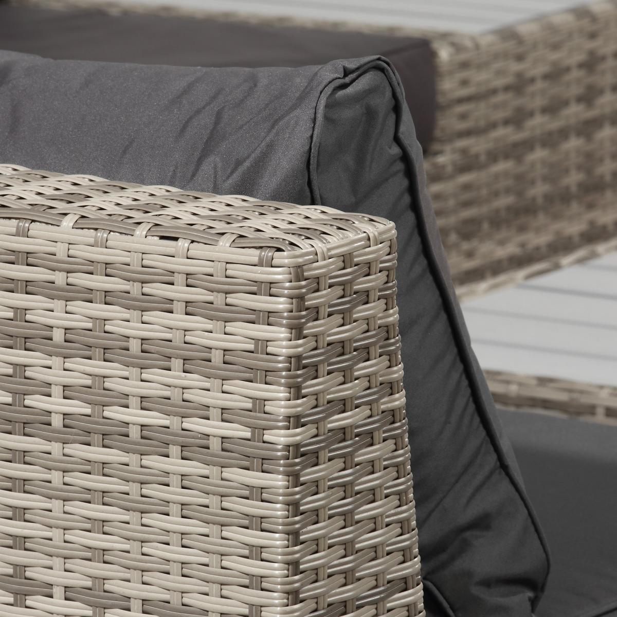 5-Seater Rattan Sectional Corner Sofa Table Set  Cushions - Light Grey