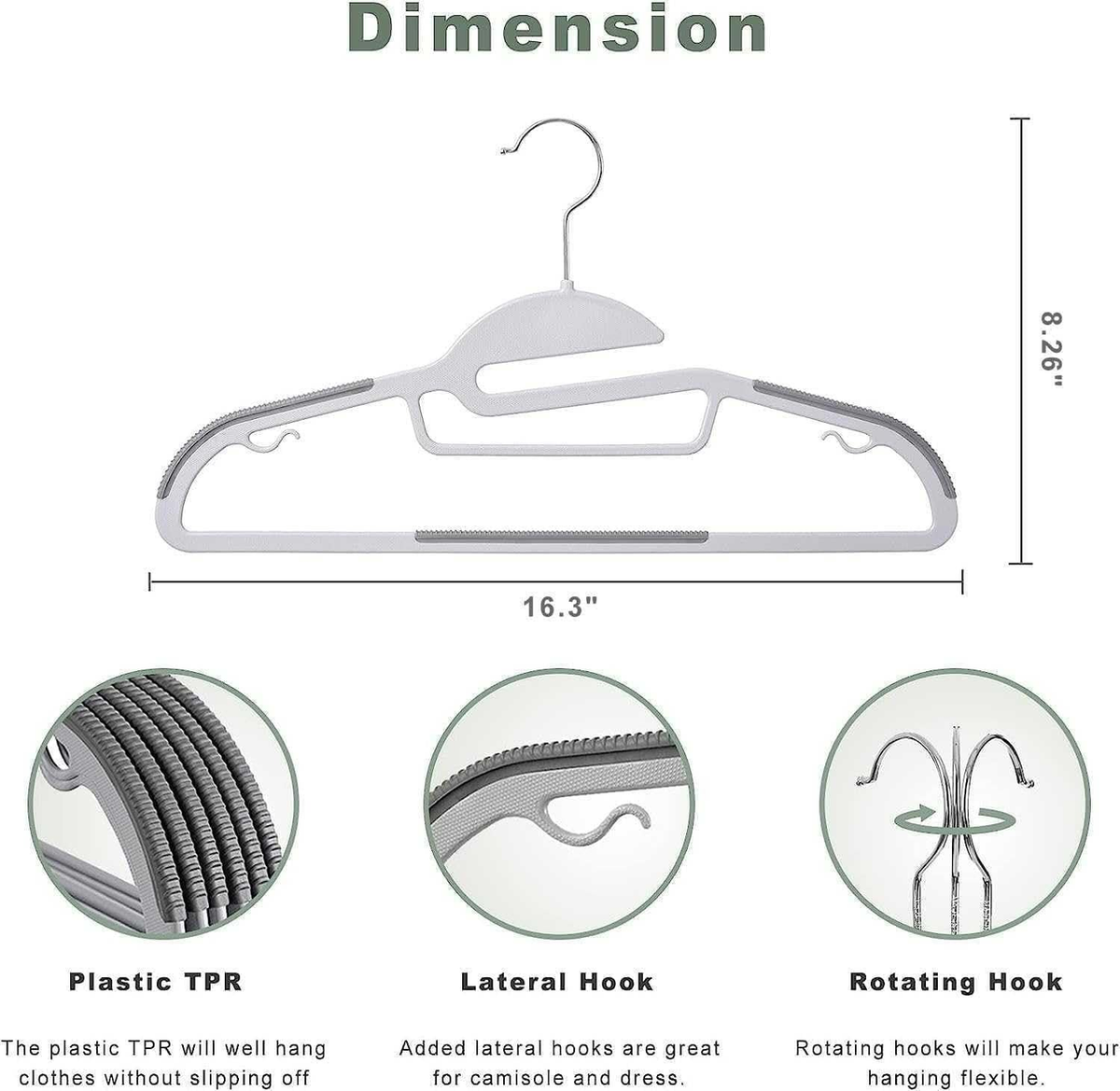Belofay 100 Pack White Plastic Coat Hangers Non Slip Heavy Duty Adult Clothes