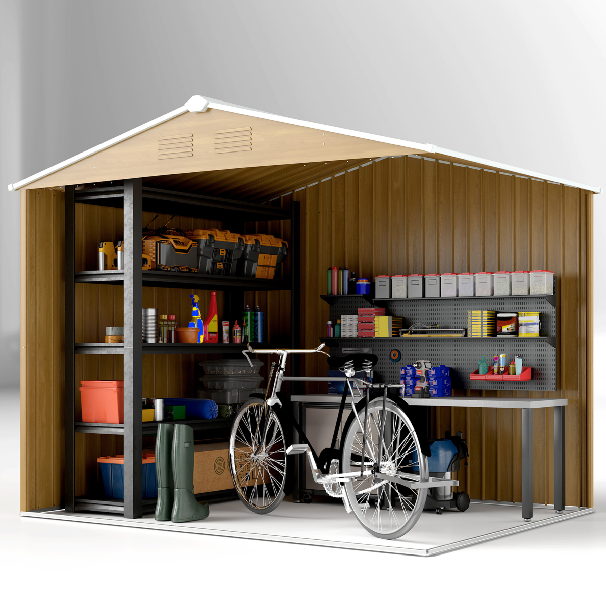 cortex-london-windsor-8-x-6ft-garden-storage-shed-double-door-chocolate-wood-effect