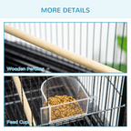 Rolling Bird Cage w/ Detachable Stand, Storage Shelf, Wood Perch, Food Container