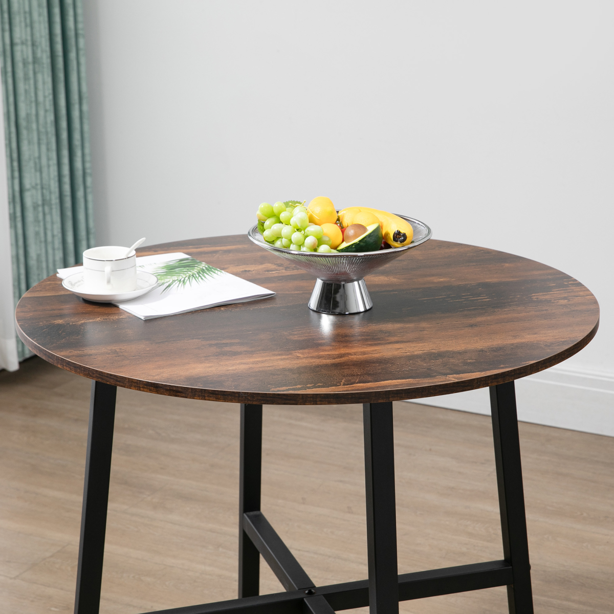 cortex-london-windsor-80cm-round-kitchen-dining-table-wood-effect-top-black-frame-steel-frame