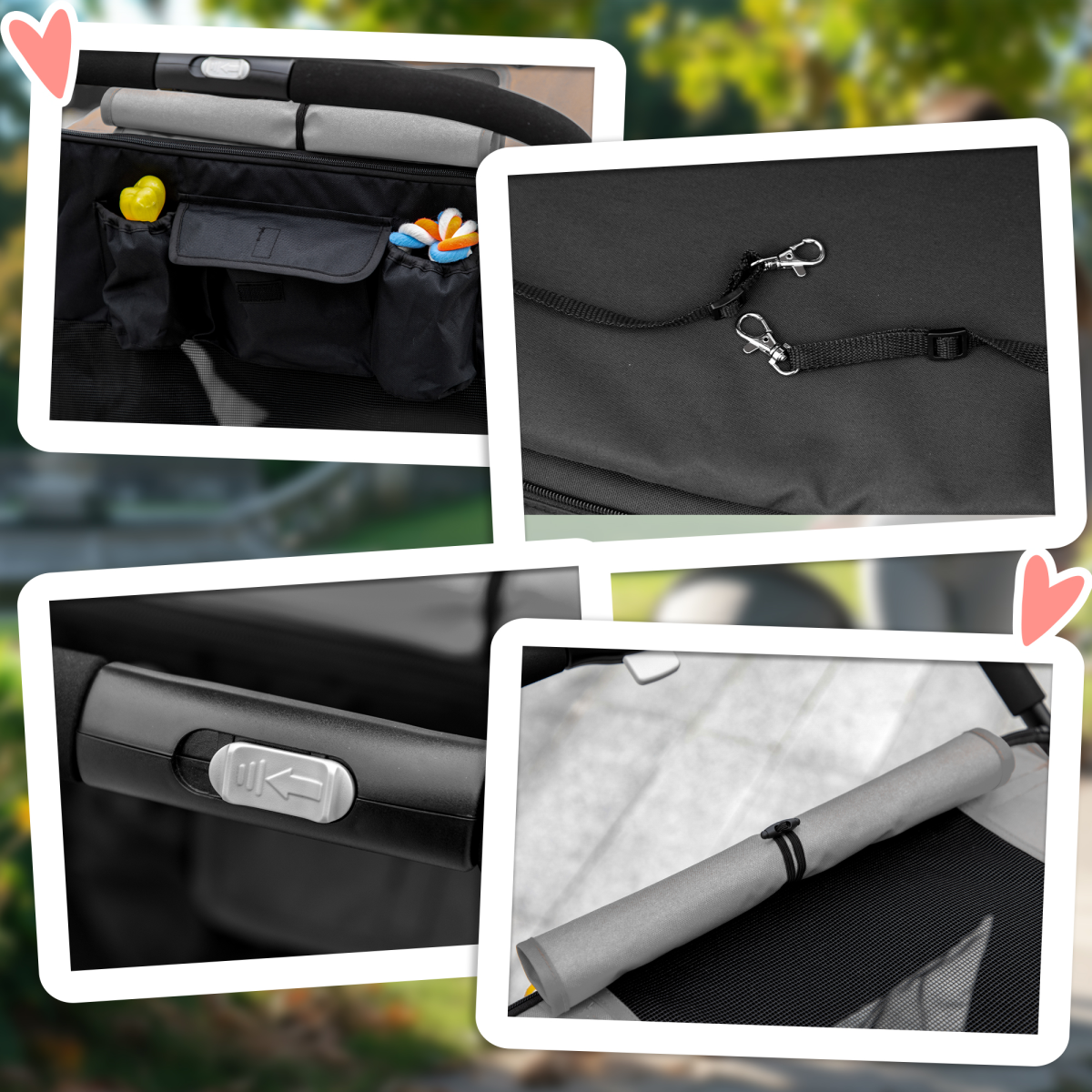cortex-london-windsor-foldable-dog-pram-universal-wheels-grey-black