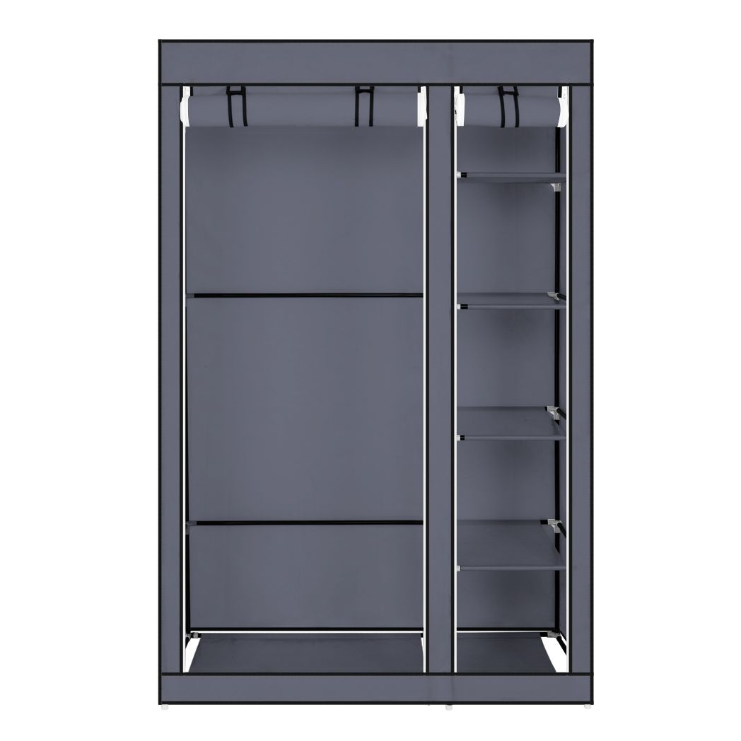 cortex-london-york-grey-portable-wardrobe-with-shelves-and-hanging-rod