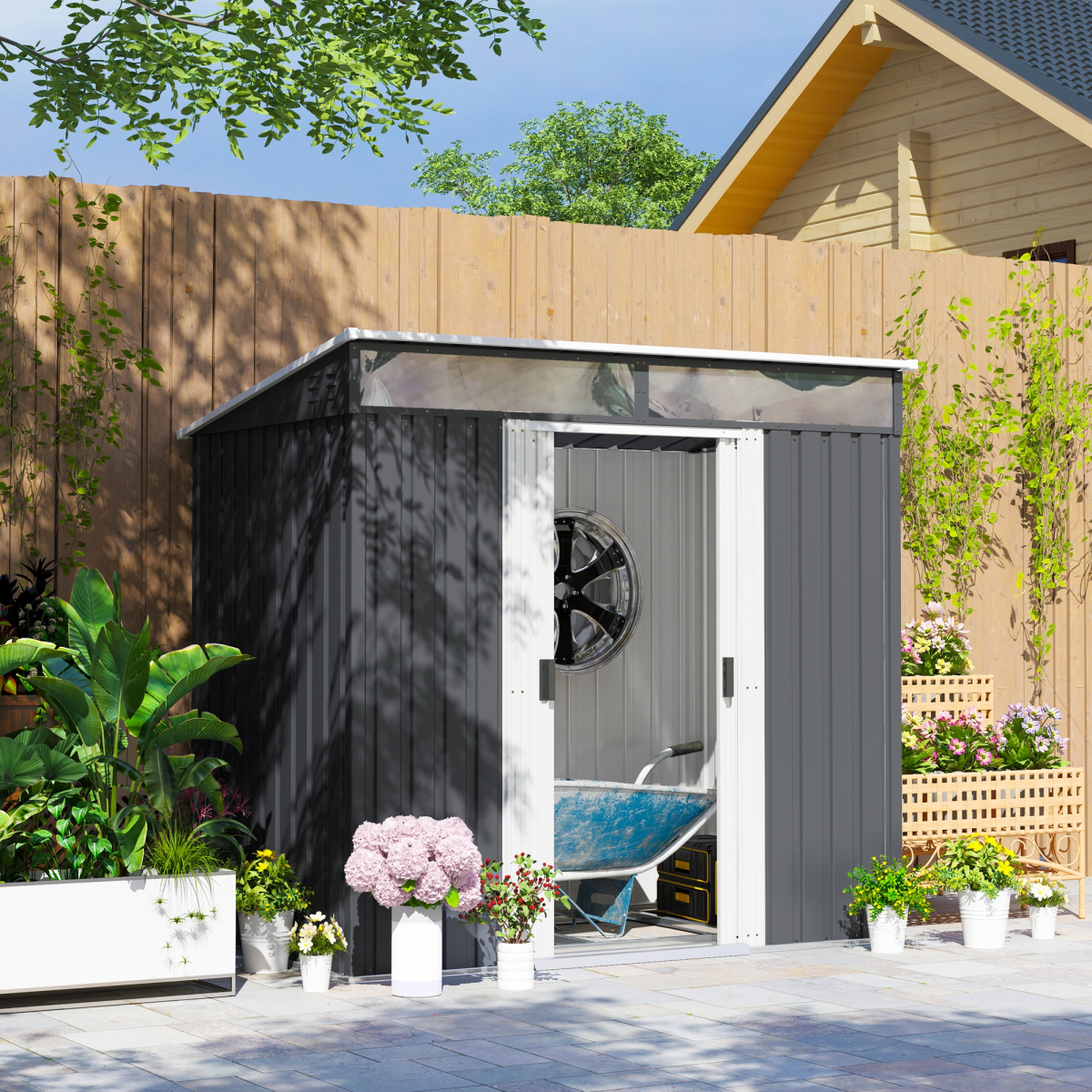 cortex-london-windsor-lockable-metal-garden-shed-foundation-charcoal-grey