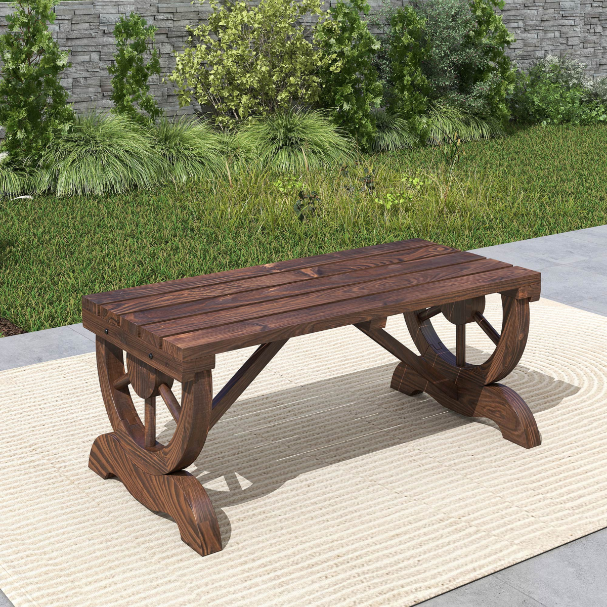 cortex-london-york-rustic-wooden-wagon-wheel-bench-two-seater-brown-fir-wood