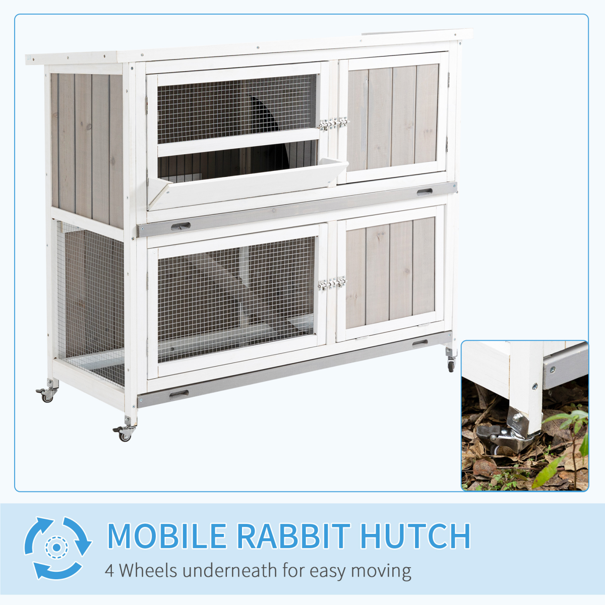 cortex-london-windsor-two-tier-wooden-rabbit-hutch-with-wheels-grey-pawhut