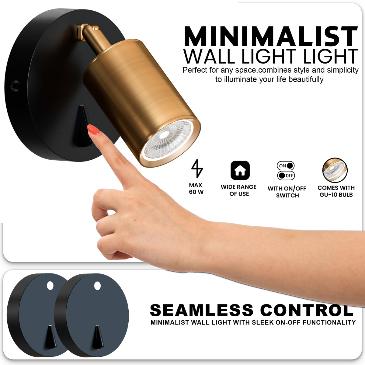 cortex-london-windsor-brass-gu10-rotatable-spotlight-wall-light