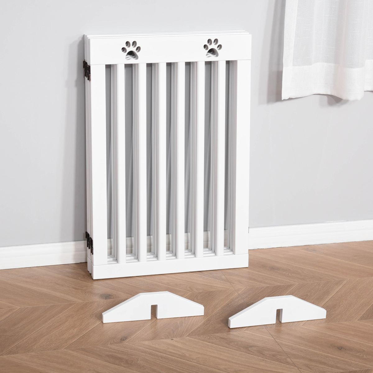 cortex-london-windsor-foldable-white-dog-safety-barrier-mdf-paw-pattern-support-feet