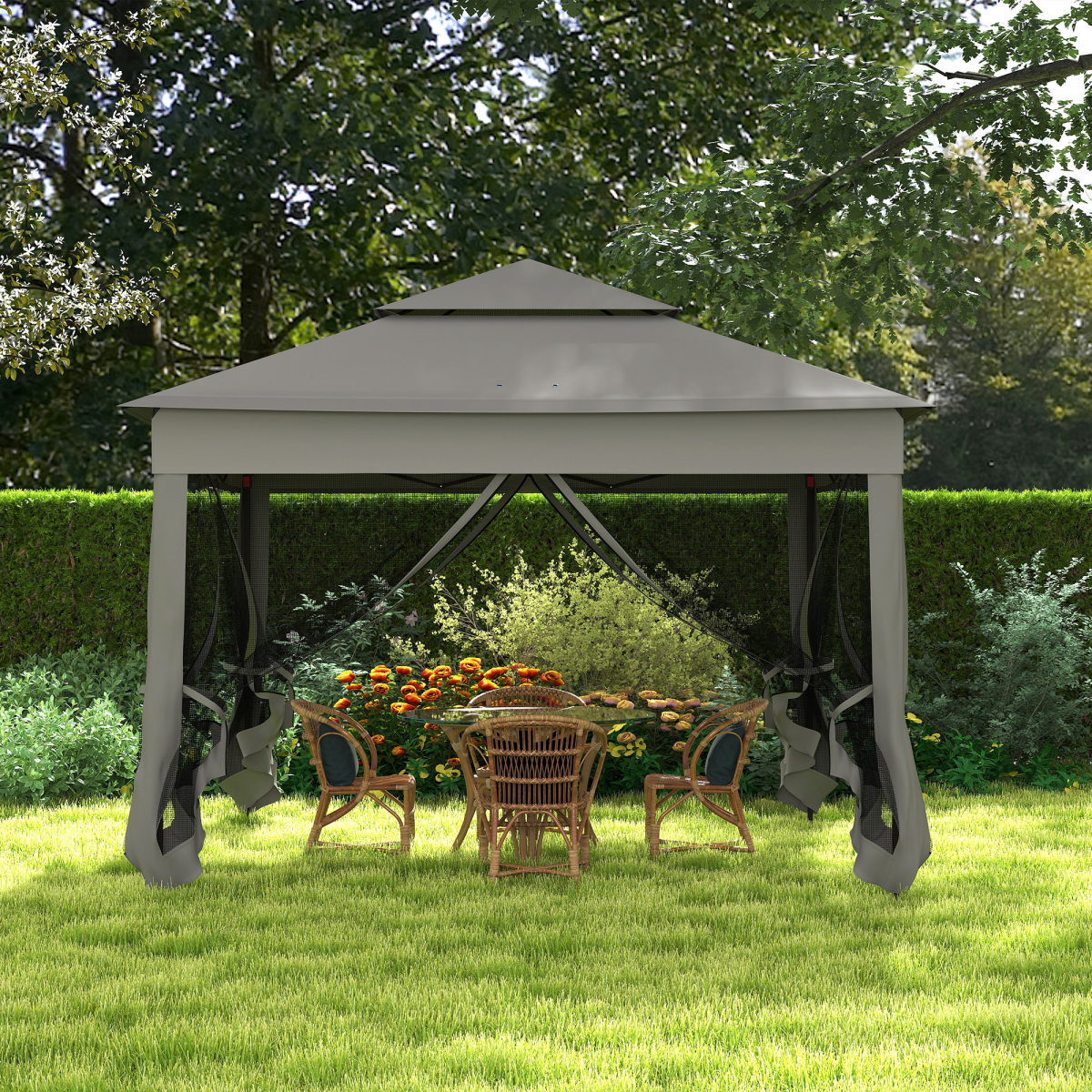 cortex-london-windsor-garden-pop-up-gazebo-folding-tent-dark-grey-brown-frame