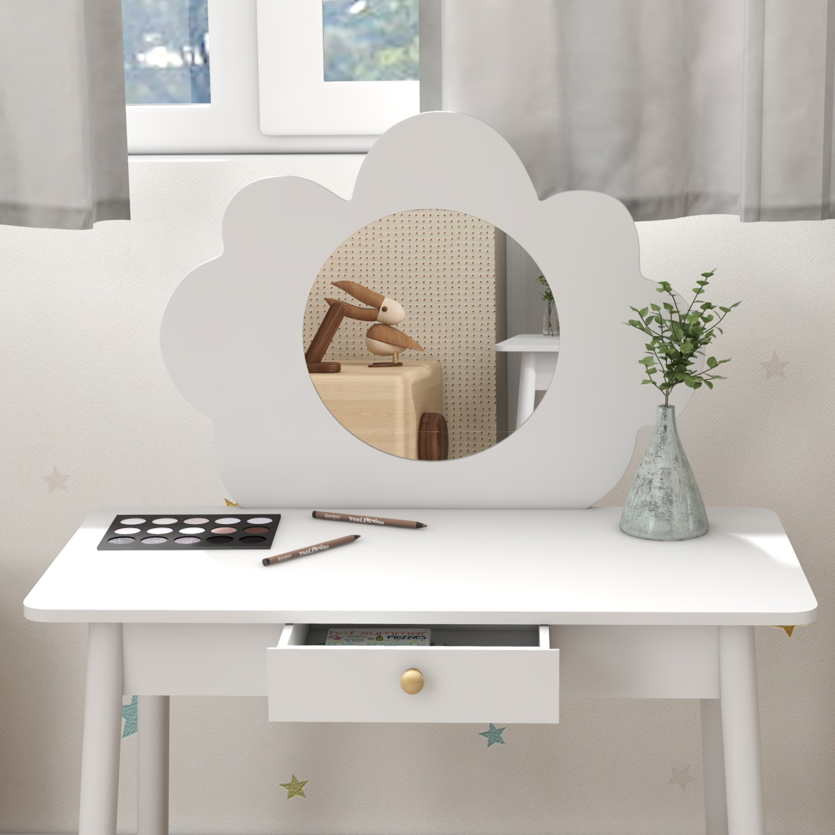 cortex-london-windsor-cloud-kids-dressing-table-and-stool-white-mdf-pvc-mirror-drawer