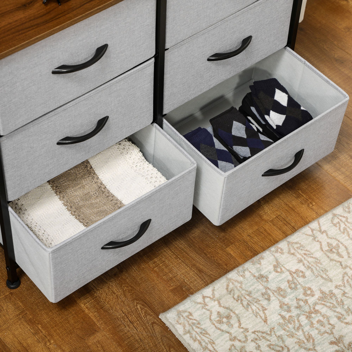 cortex-london-windsor-six-drawer-grey-fabric-chest-wood-effect-top