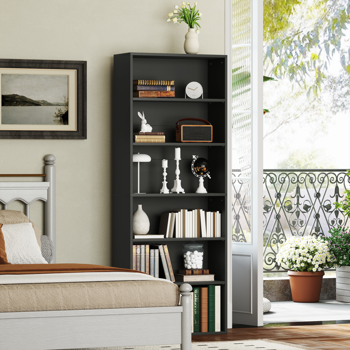 cortex-london-windsor-six-tier-adjustable-black-bookcase