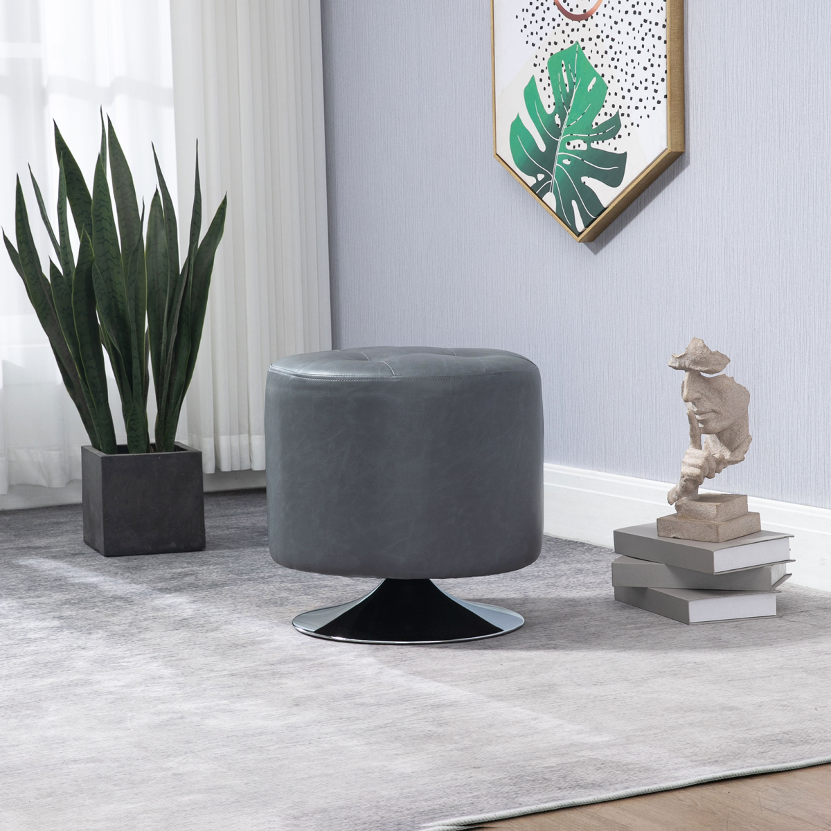 cortex-london-kensington-grey-360-swivel-pu-foot-stool-ottoman