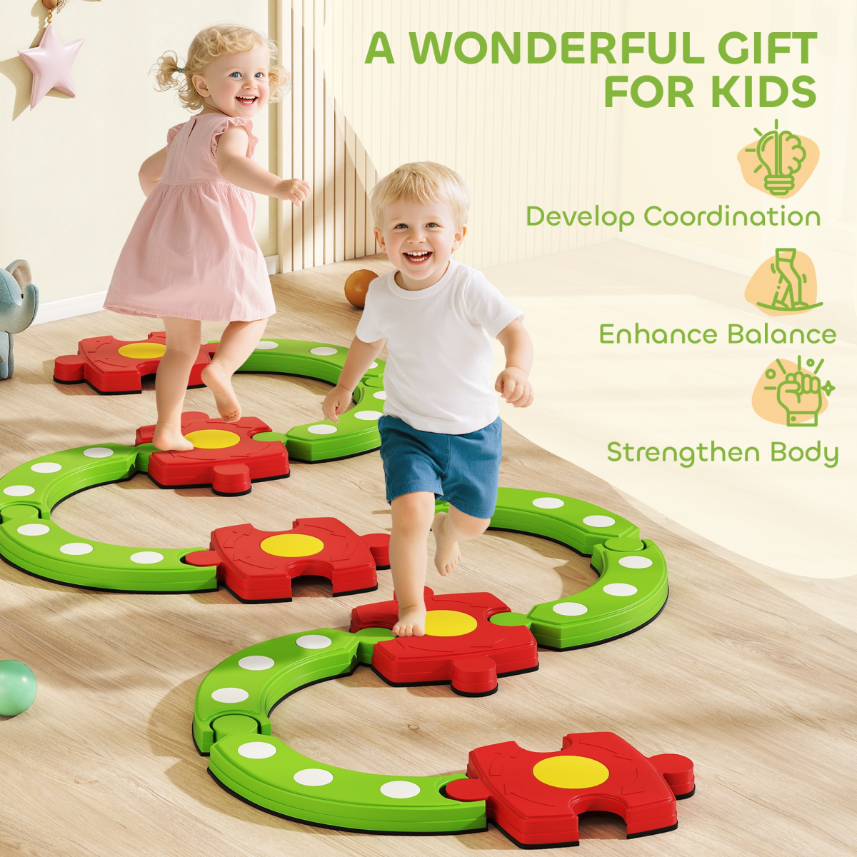 cortex-london-windsor-kids-balance-beam-stepping-stones-green-red