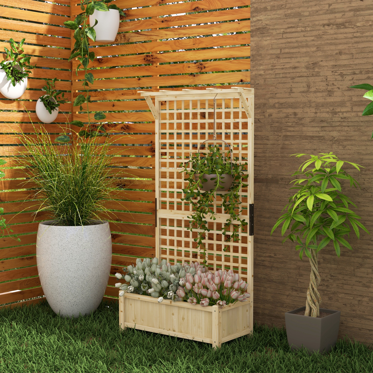 cortex-london-york-fir-wood-planter-trellis-garden-box-natural-wood-finish