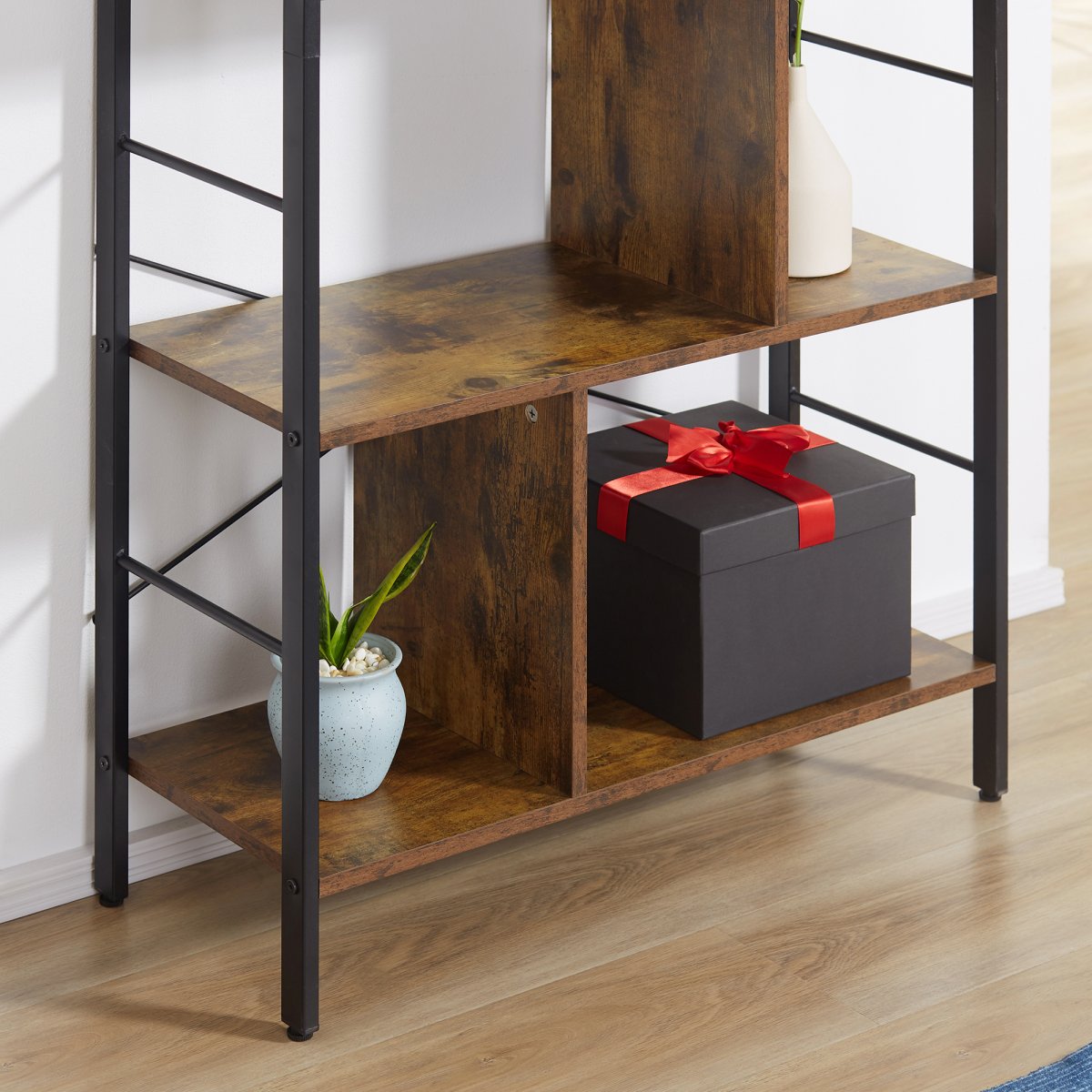 cortex-london-york-industrial-five-tier-storage-bookcase-brown-black-metal-frame