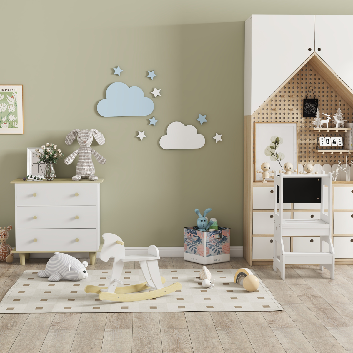 cortex-london-windsor-2-in-1-kids-kitchen-step-stool-learning-tower-with-safety-rail