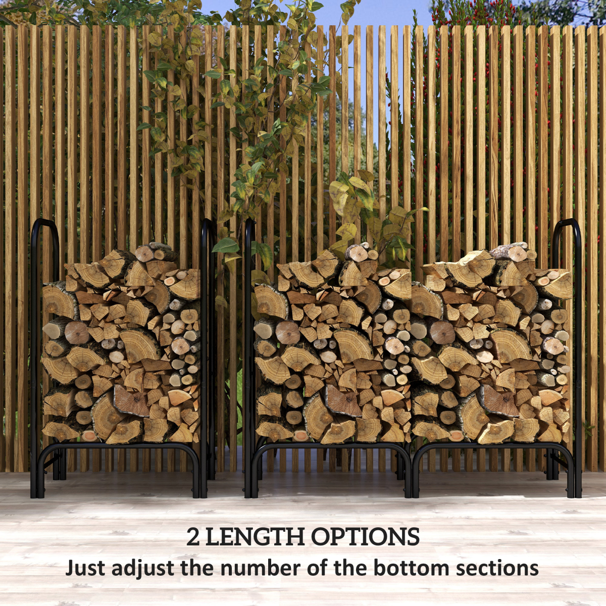 Robin 4FT Firewood Rack Holder W/ Canvas Carrier and Oxford Cover, Black