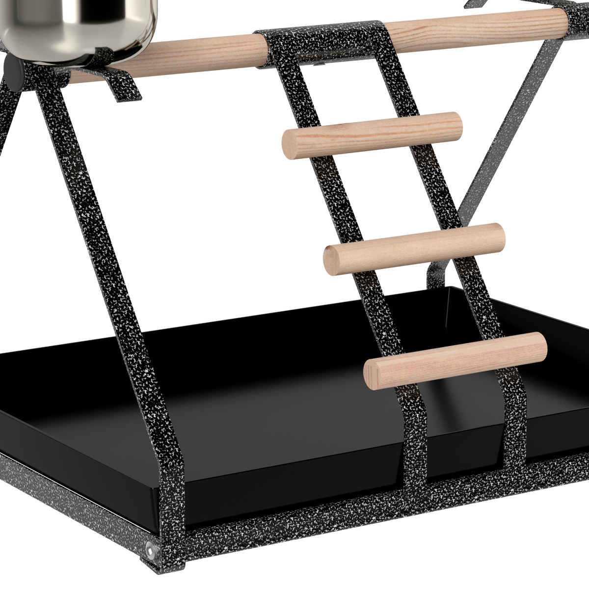 cortex-london-windsor-portable-bird-stand-stainless-steel-base-wooden-perch-ladder-bowls
