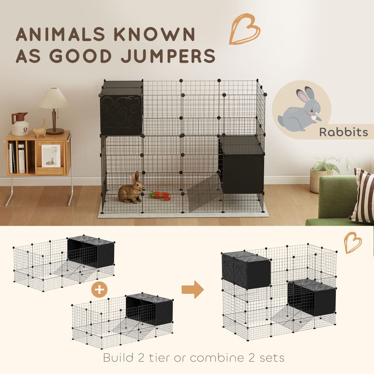 cortex-london-windsor-small-animal-cage-raised-huts-guinea-pigs-rabbits-black
