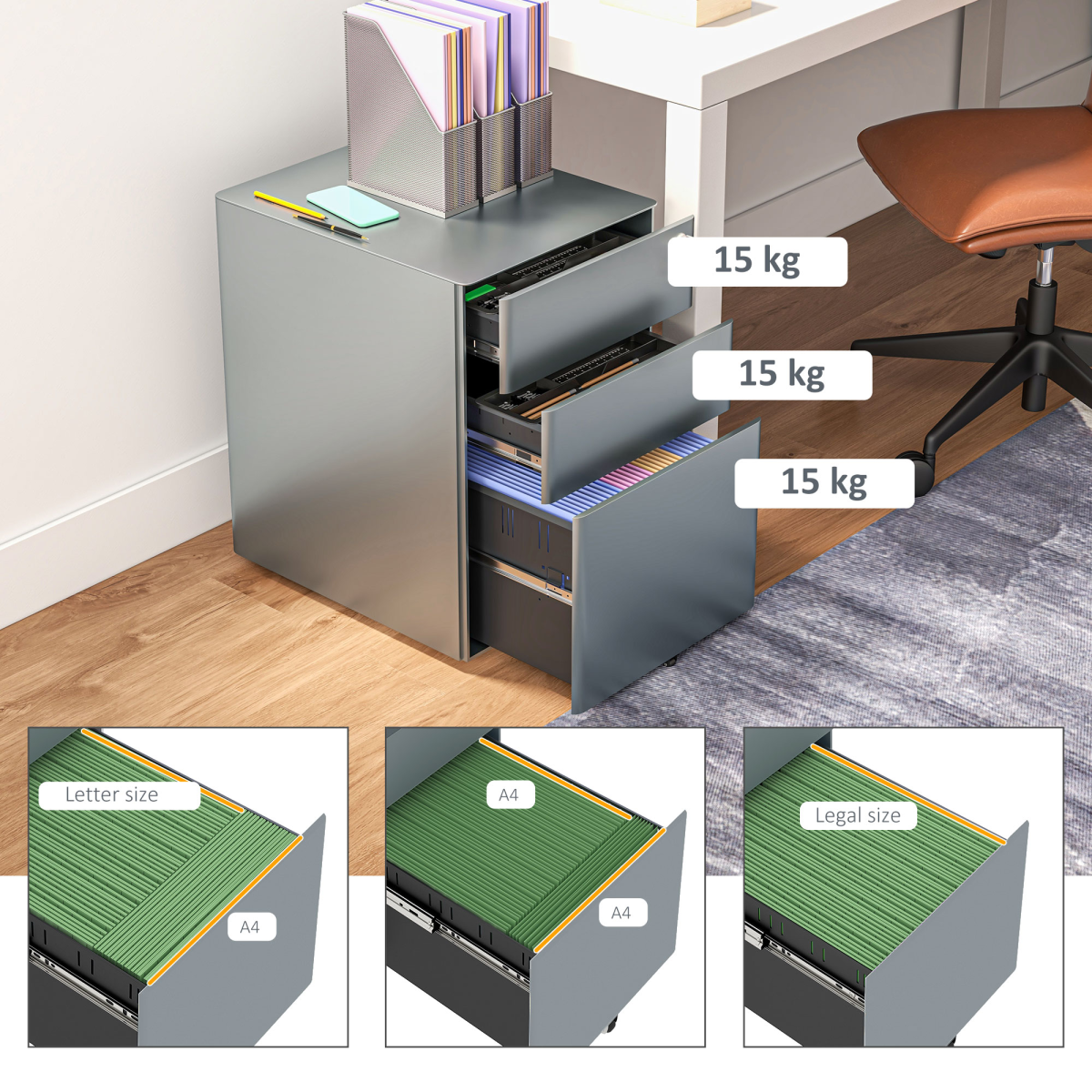 cortex-london-windsor-grey-lockable-steel-filing-cabinet-three-drawer-five-wheels-under-desk