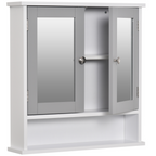 Mirror Cabinet Wall Mounted with Double Mirrored Doors, Hanging Cabinet, Grey