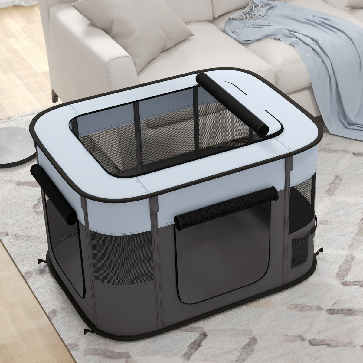 cortex-london-windsor-portable-dog-pen-puppies-rabbits-kittens-guinea-pigs-grey