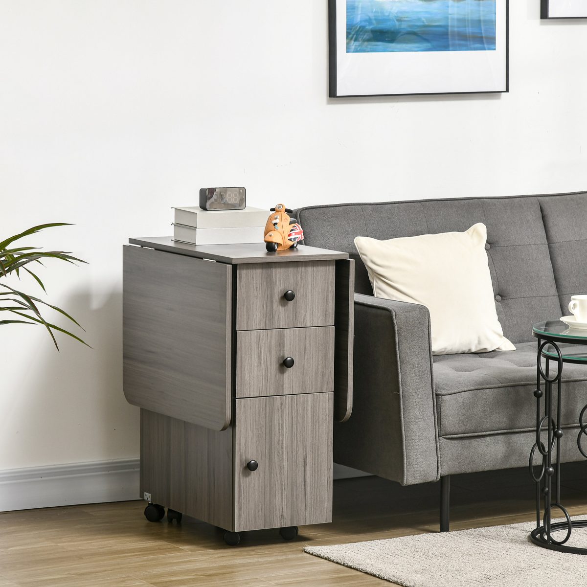cortex-london-homcom-folding-dining-table-drop-leaf-storage-drawers-grey