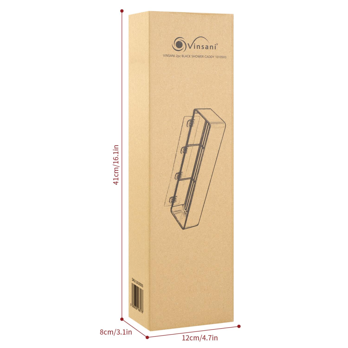 VINSANI 2pc BLACK SHOWER CADDY 1010503