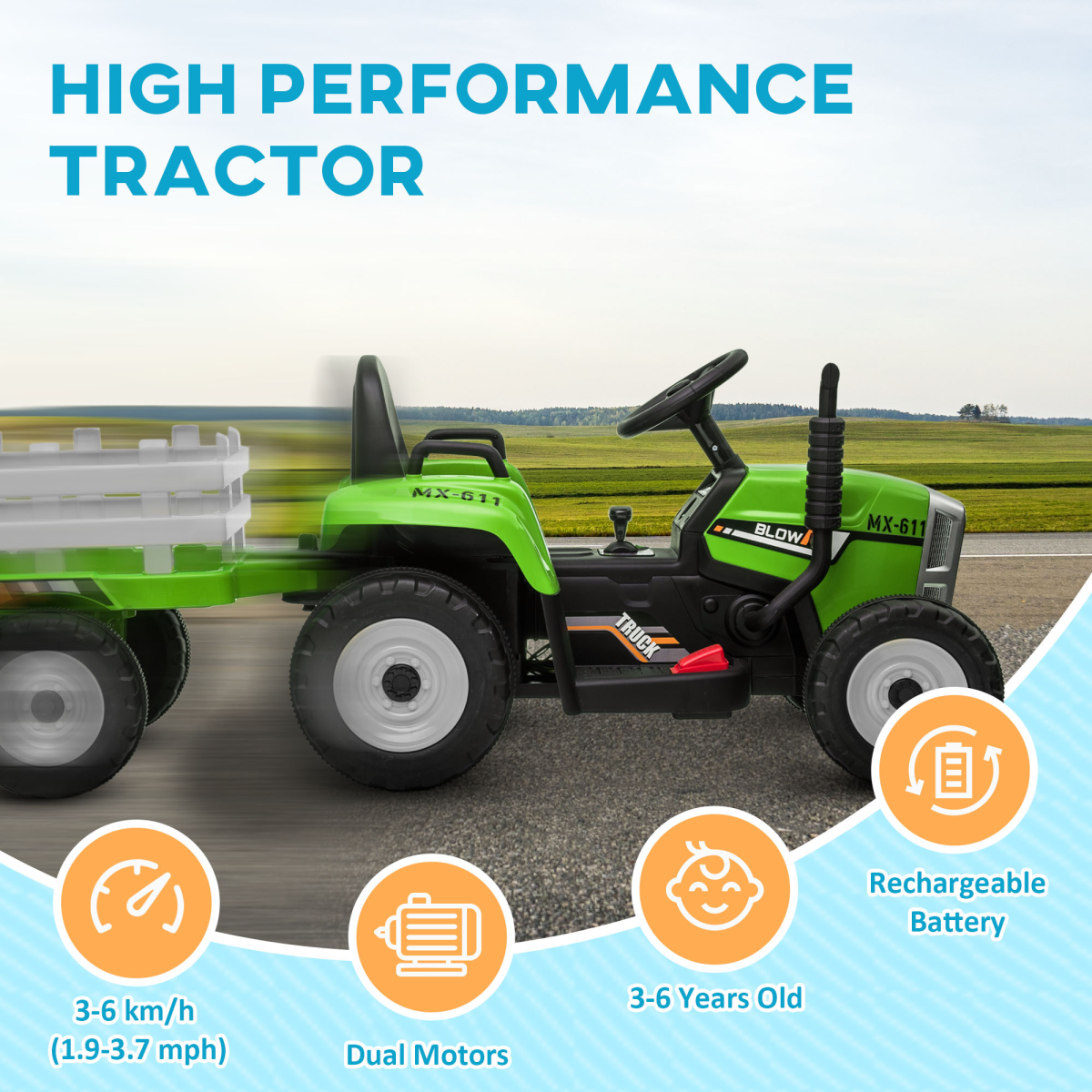 cortex-london-york-green-remote-control-ride-on-tractor-with-detachable-trailer