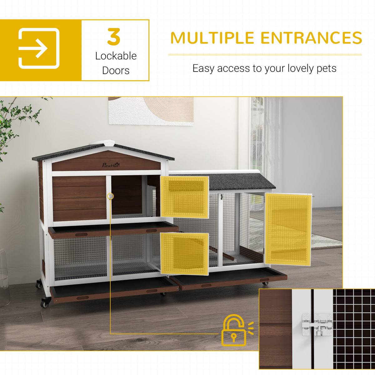 cortex-london-windsor-wooden-rabbit-hutch-guinea-pig-cage-with-wheels-run-ramp-brown