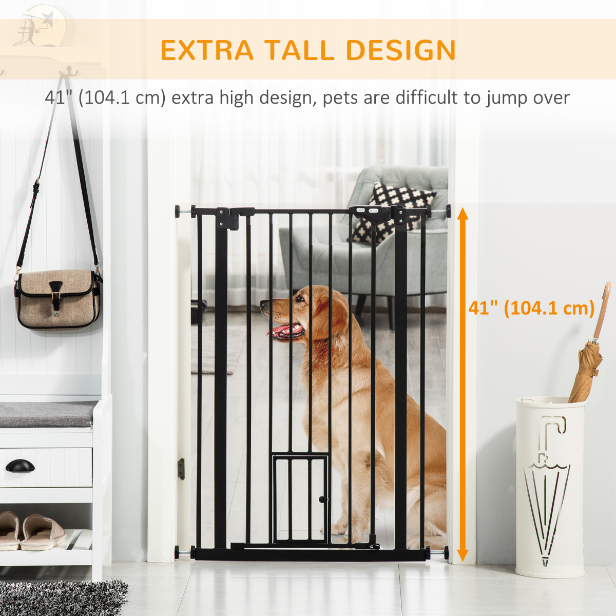 cortex-london-windsor-pawhut-extra-tall-dog-gate-cat-door-auto-close-stairs-74-101-cm