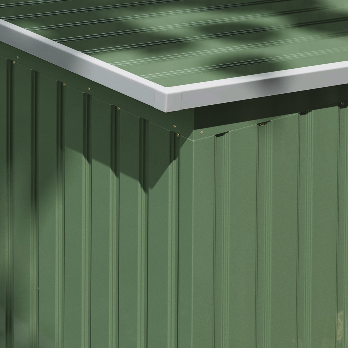 cortex-london-windsor-green-corrugated-metal-shed-9ft-by-4-point-25ft-with-foundation-ventilation-windows-and-lockable-double-doors