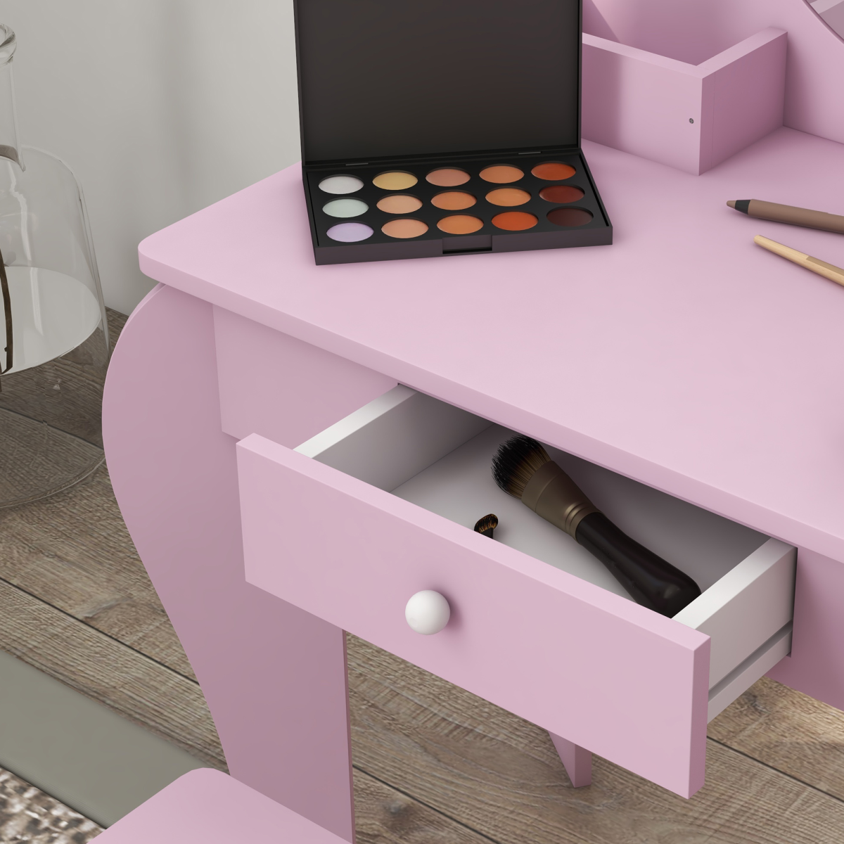 cortex-london-windsor-cat-kids-dressing-table-mirror-stool-storage-pink
