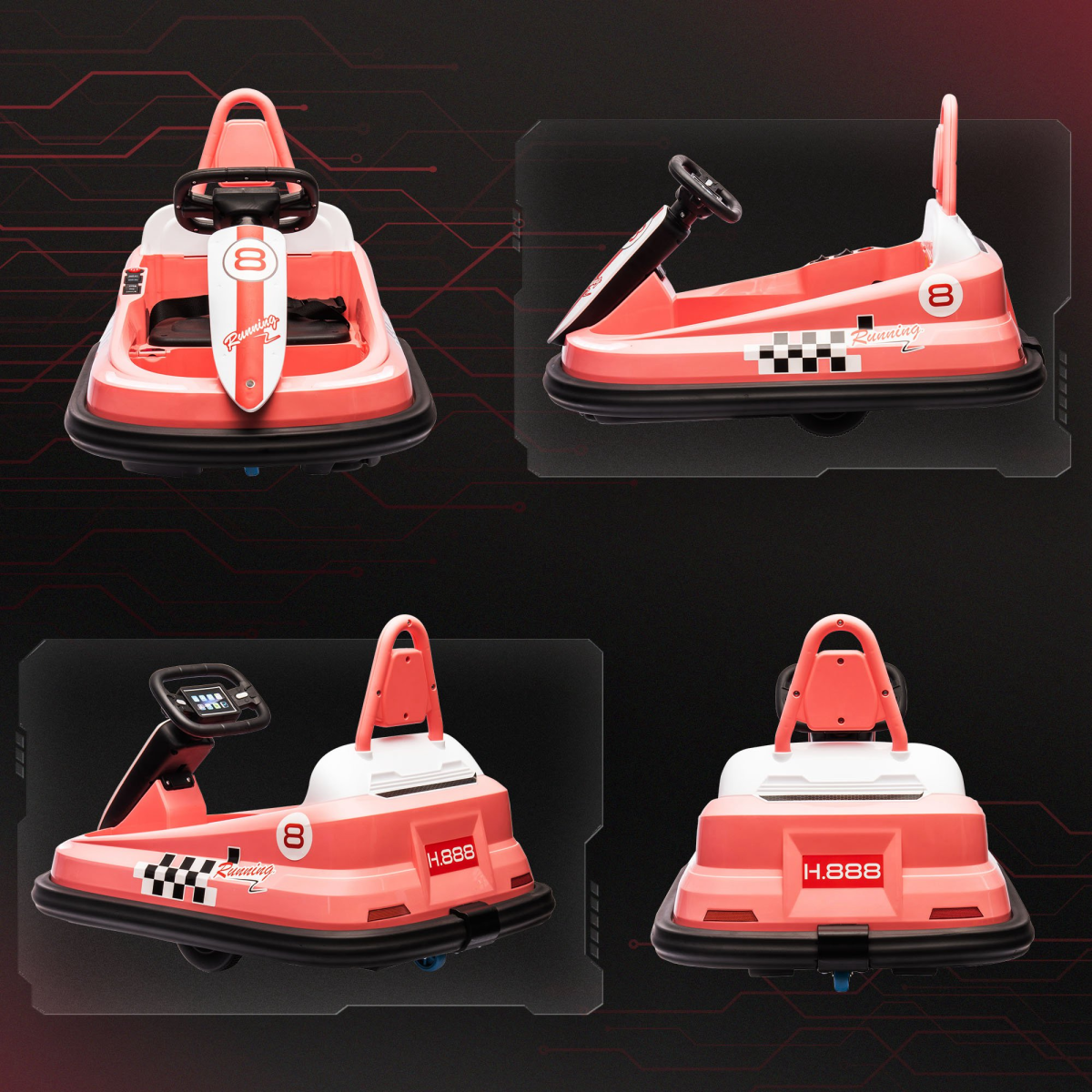 HOMCOM 6V Kids Bumper Car, 360-Degree Rotation Waltzer Car w/ 2 Speeds - Pink