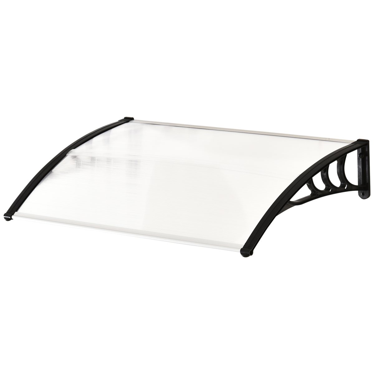 75 L x 120 W x 23 H cm Clear Polycarbonate Curved Awning w/ Black Bracket