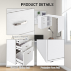 Home Office L Shape Computer Desk Workstation Drawer Shelf File Cabinet-White
