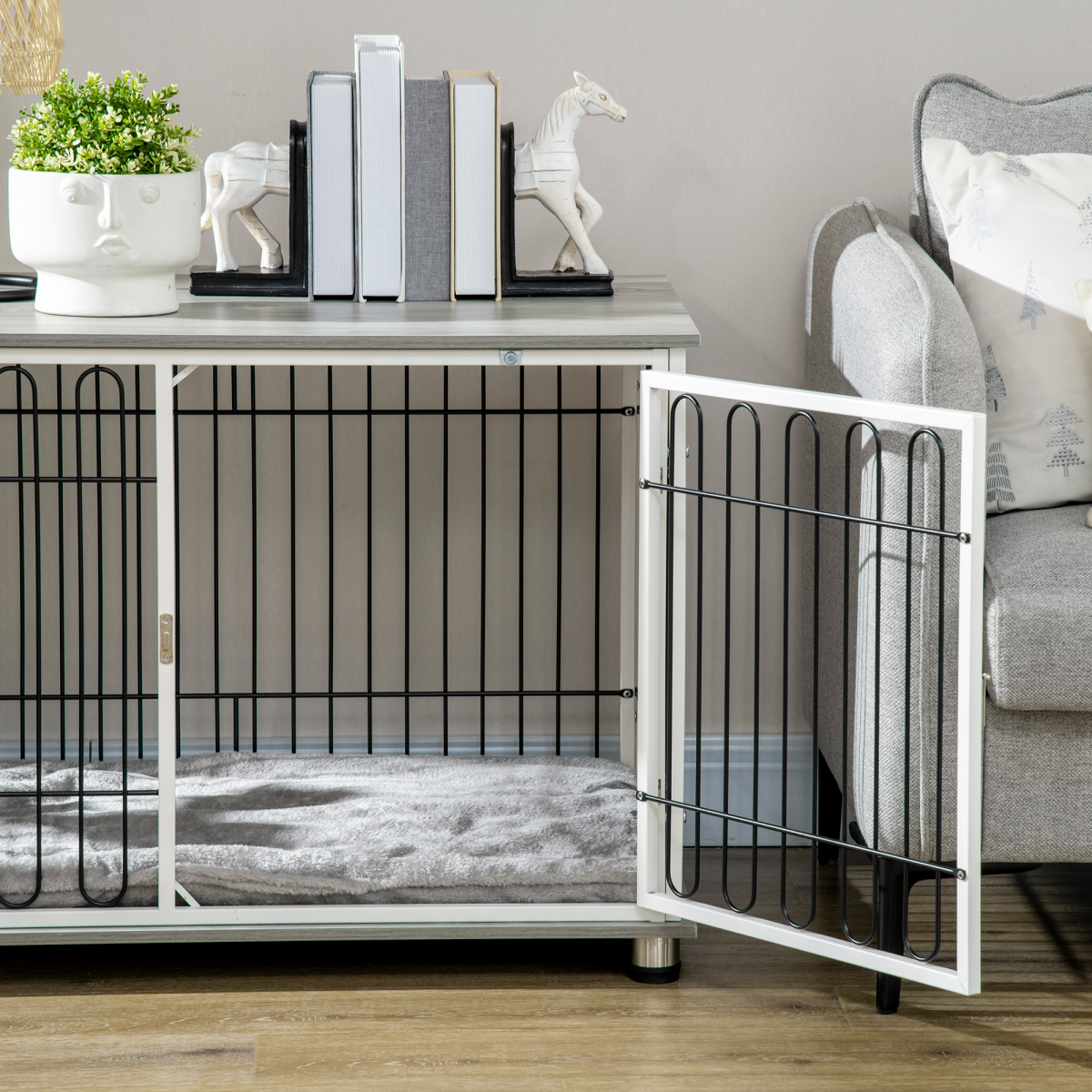 cortex-london-kensington-pawhut-dog-crate-end-table-washable-cushion-lockable-door