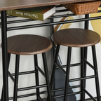 Bar Set includes 1 Bar Table and 2 Stools with Metal Frame Black and Oak
