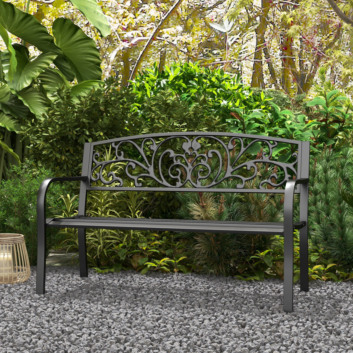 cortex-london-windsor-two-seater-steel-garden-bench-black-floral-backrest