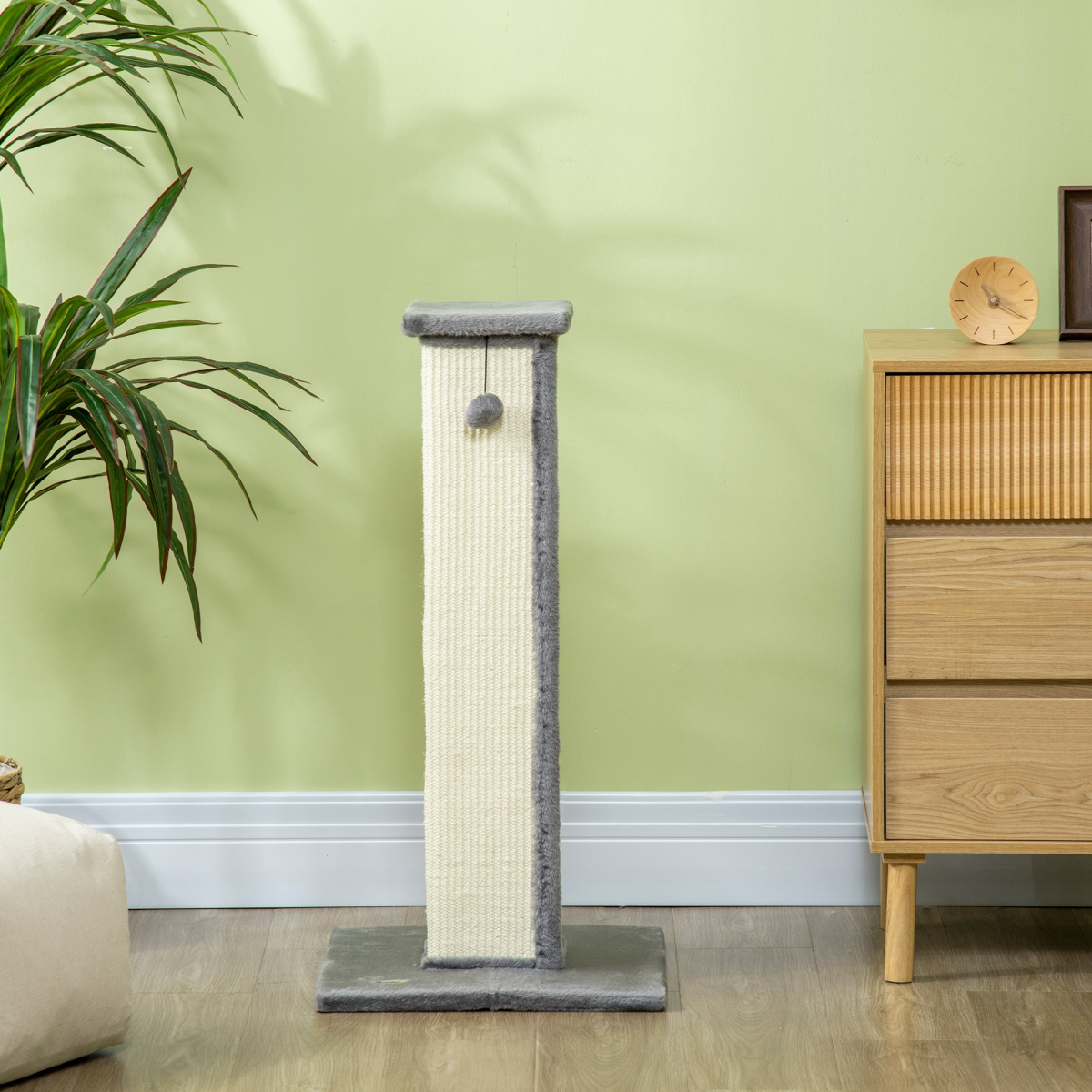 cortex-london-windsor-cat-scratching-post-81cm-grey-natural-sisal-rope-hanging-ball