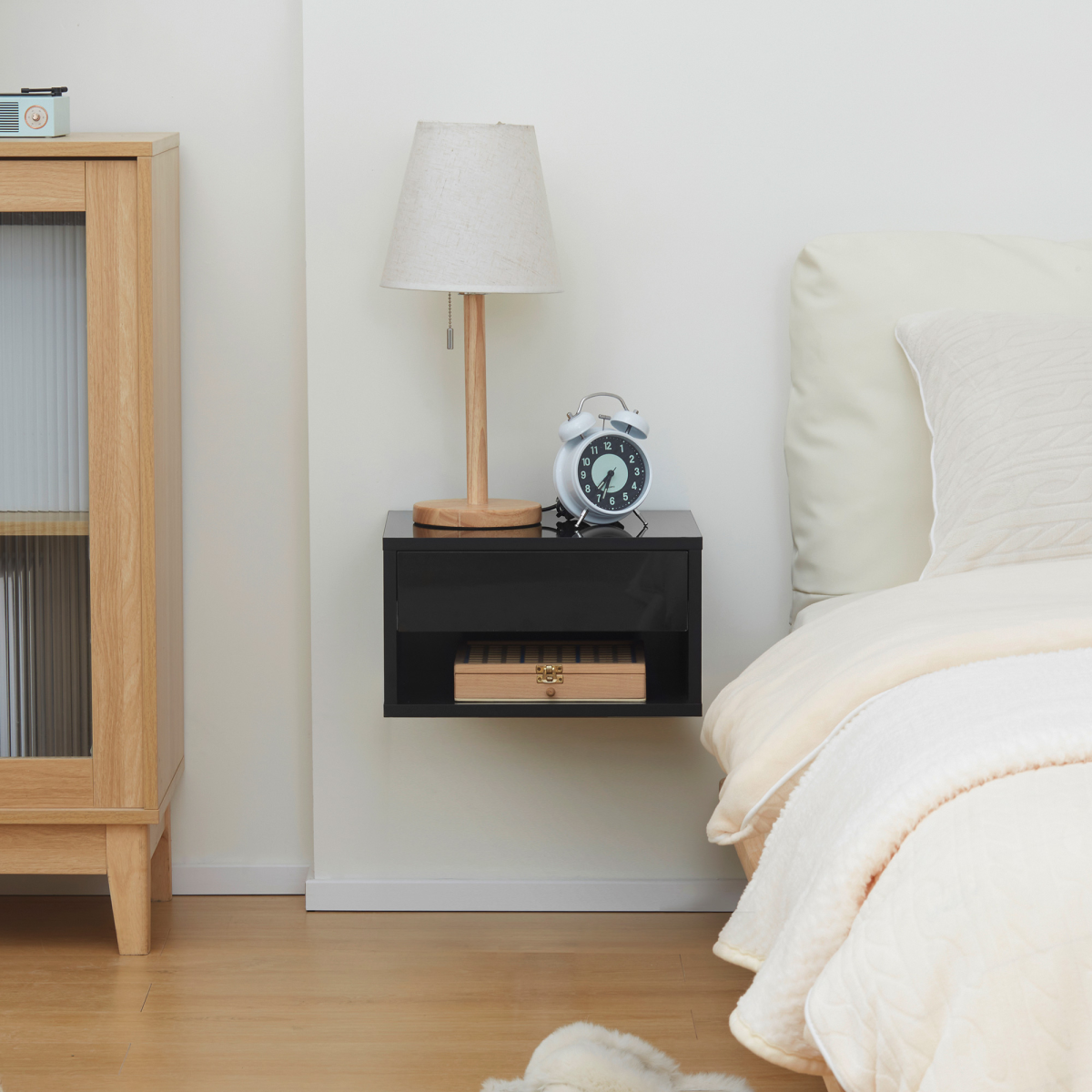 cortex-london-york-black-floating-bedside-table-set-of-2-with-drawer-and-shelf