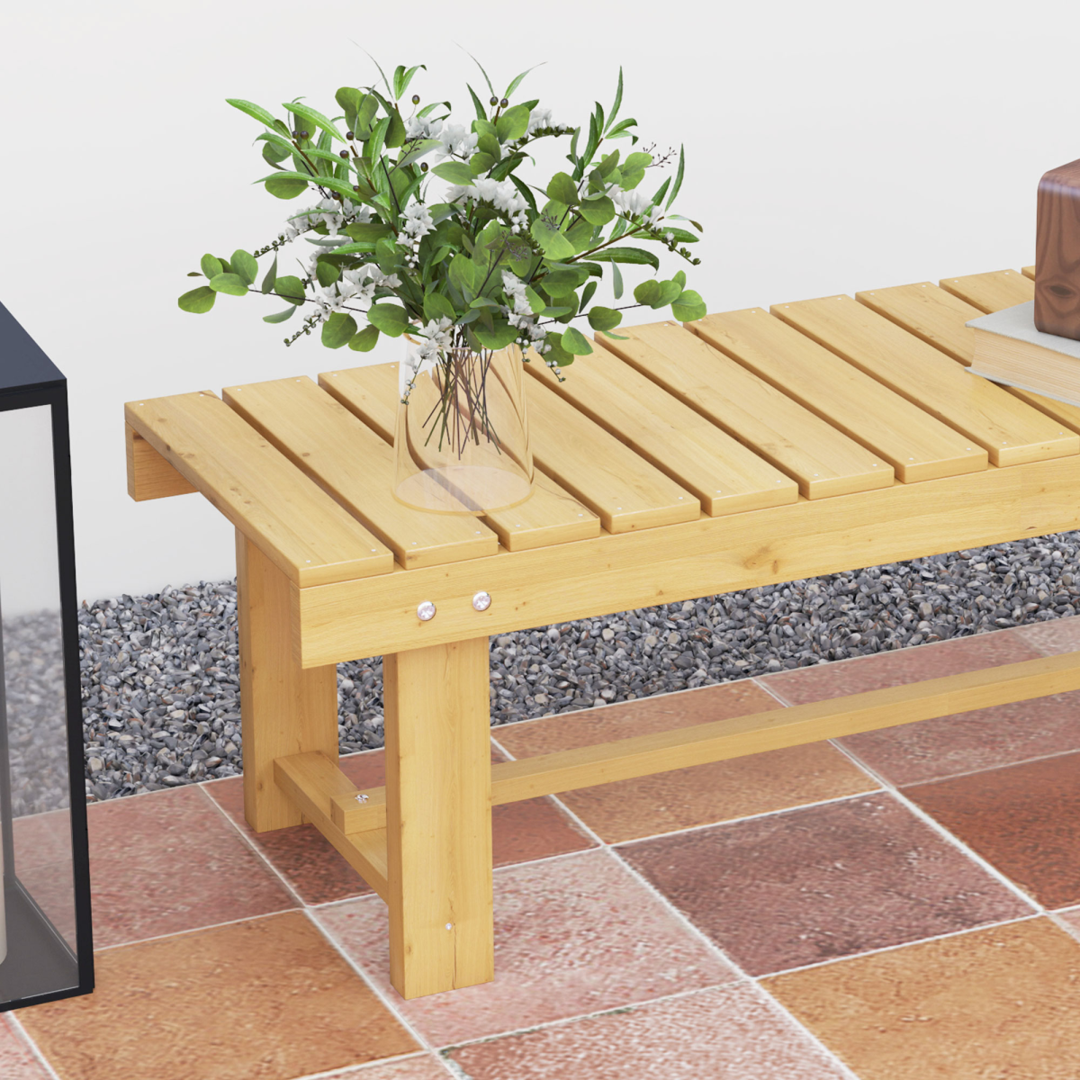 Outsunny 2-Seater Outdoor Garden Fir Wood Patio Bench
