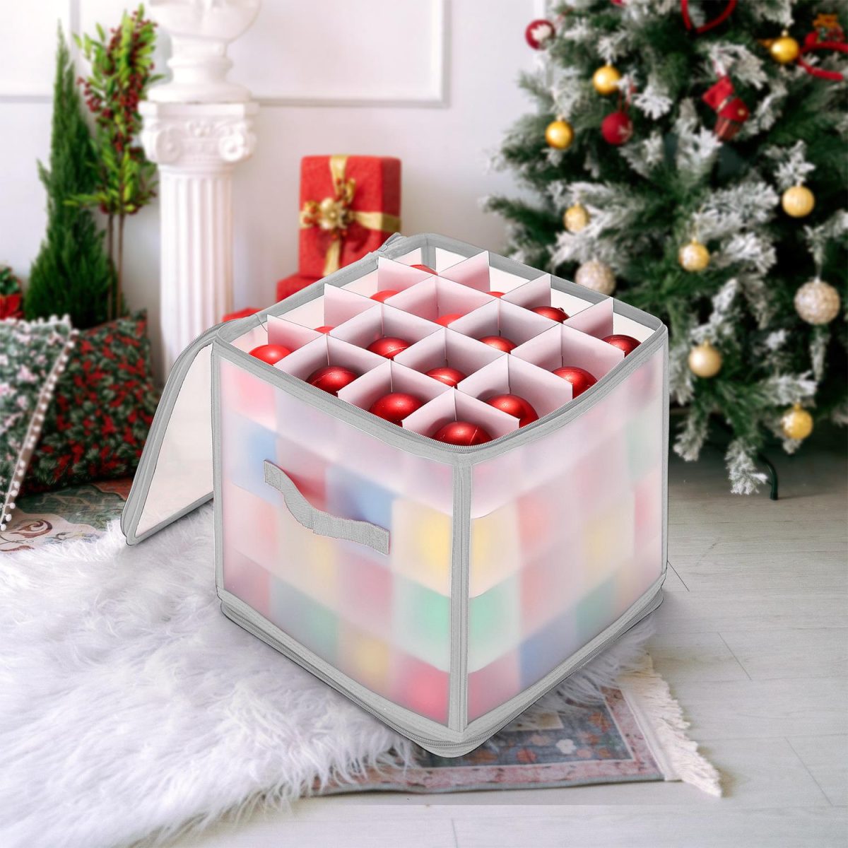 VINSANI GREY XMAS 64 BAUBLE DECORATIONS BOX 0000503