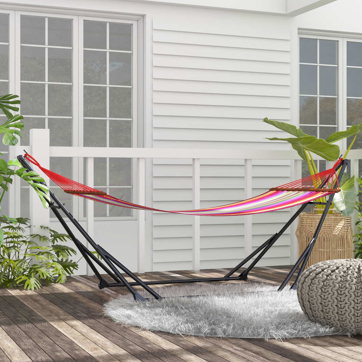 cortex-london-outsunny-york-foldable-2-in-1-black-steel-hammock-stand