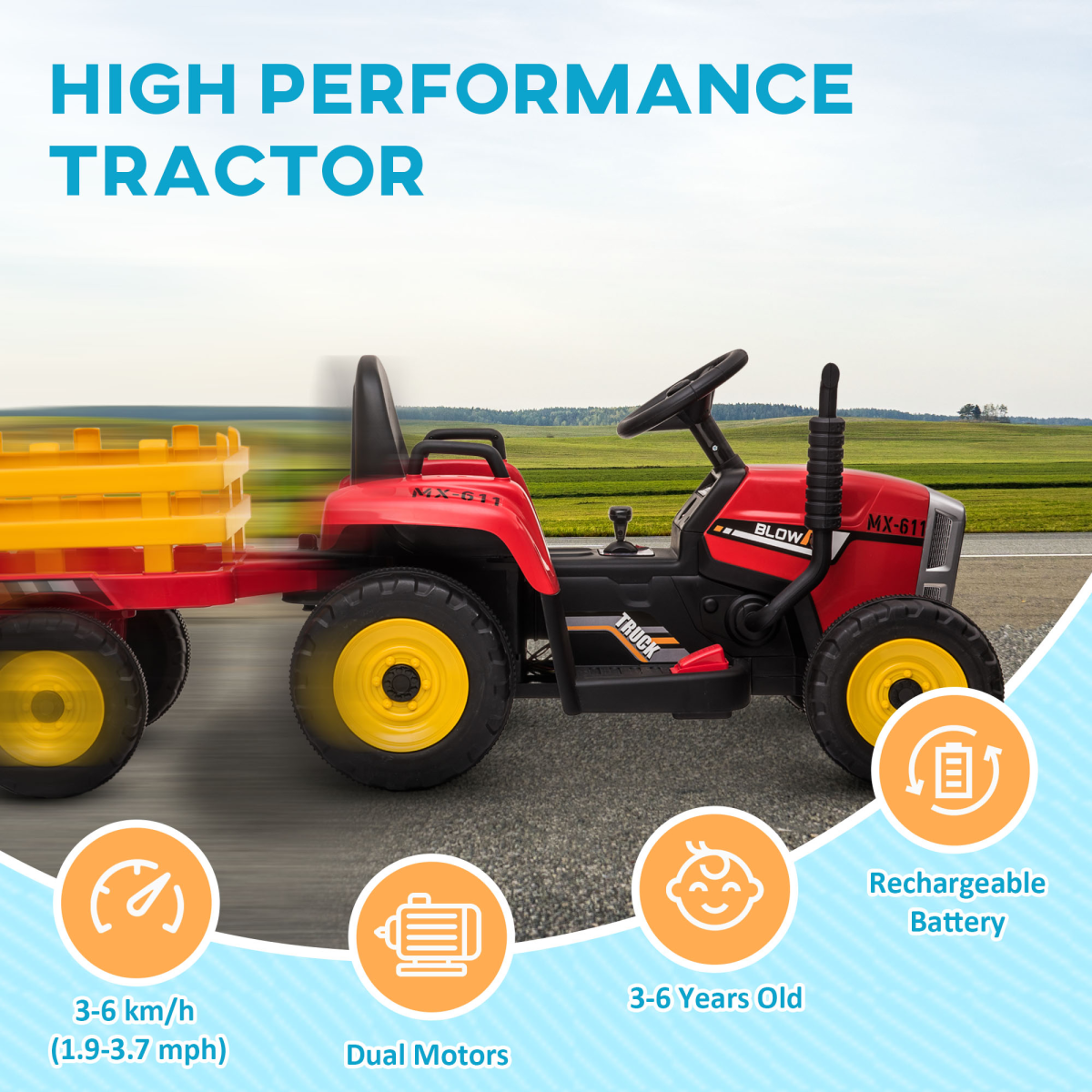 cortex-london-windsor-remote-control-ride-on-tractor-red-detachable-trailer