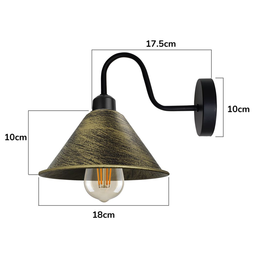 cortex-london-york-brushed-brass-black-vintage-e27-wall-light-cone-metal-shade