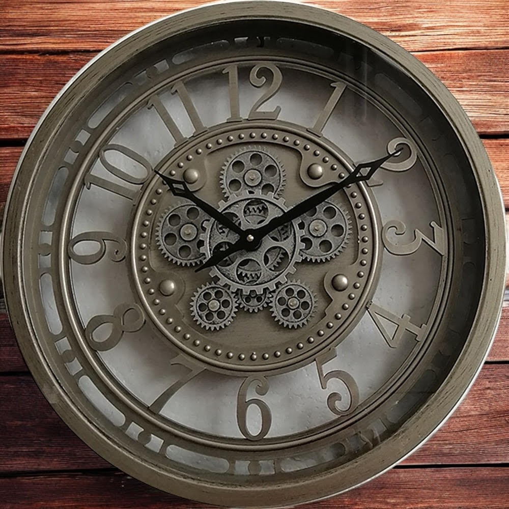 cortex-london-windsor-grey-globe-moving-gears-wall-clock