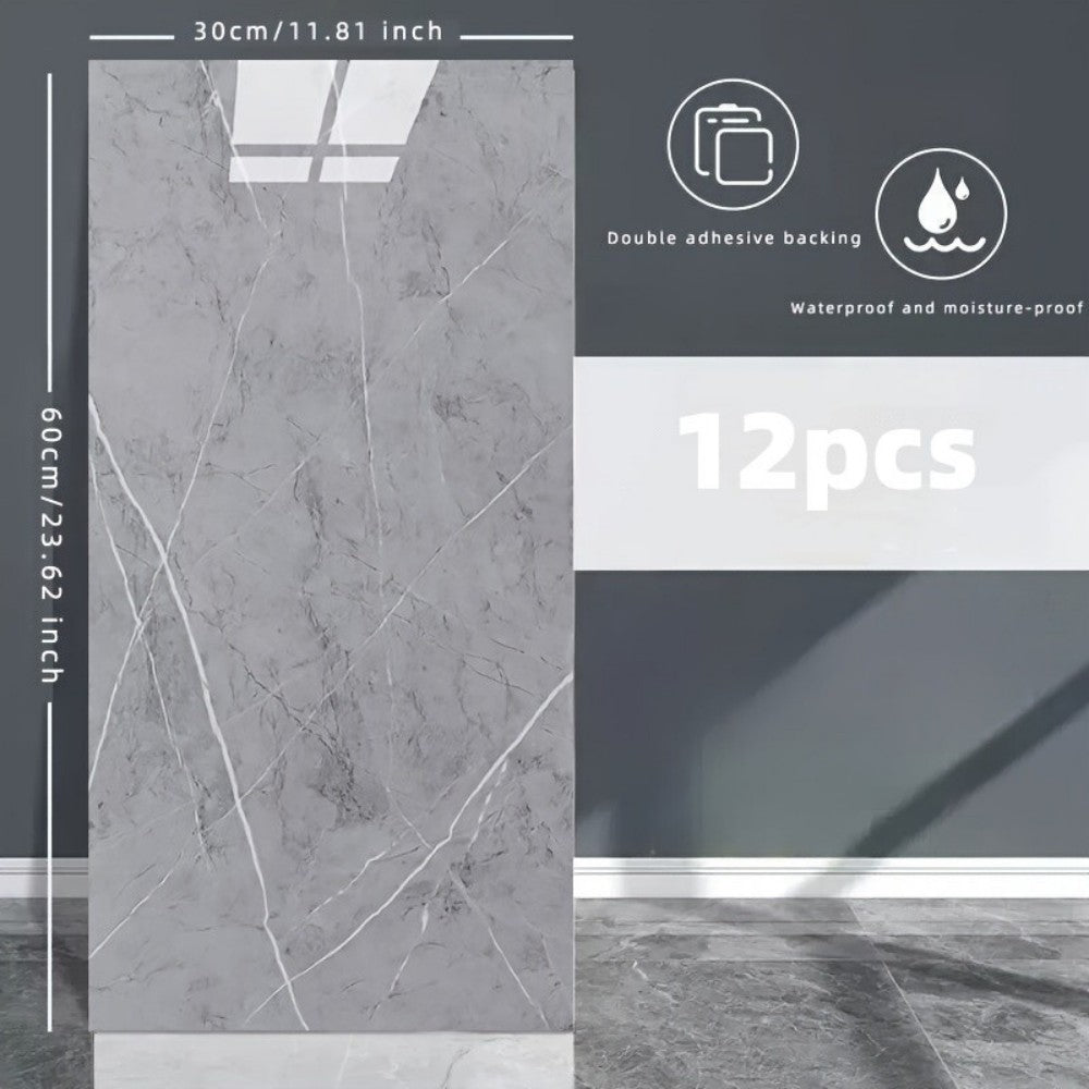 Marble-pattern wall stickers—self-adhesive decorative stickers for kitchens and bathrooms-12pcs