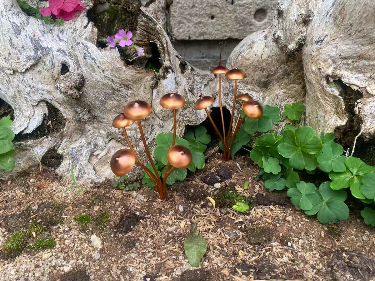 cortex-london-copper-finish-mushroom-garden-stakes-set-of-2